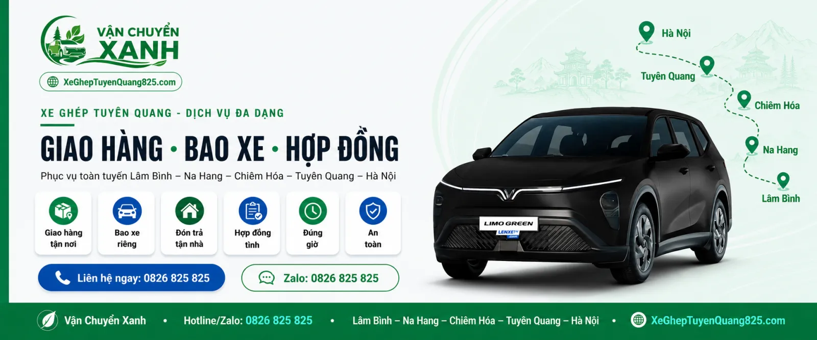 Dịch vụ xe ghép Tuyên Quang giao hàng bao xe hợp đồng